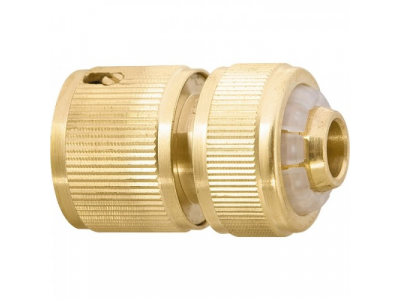 Соединитель латунный быстросъемный для шланга 1/2", аквастоп// PALISAD