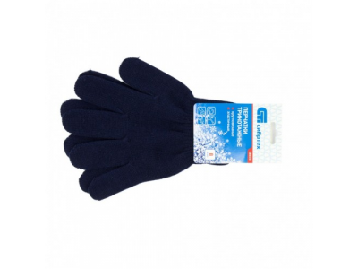 Перчатки трикотажные, акрил, синий, оверлок Россия Сибртех