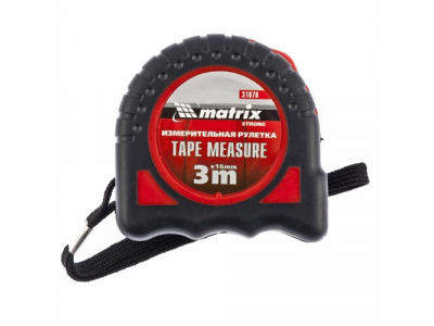 Рулетка Strong, 3 м х 16 мм, обрезиненный корпус// MATRIX