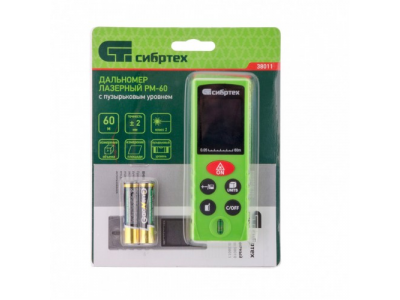 Лазерный дальномер PM-60, 60 м, с пузырьковым уровнем Сибртех