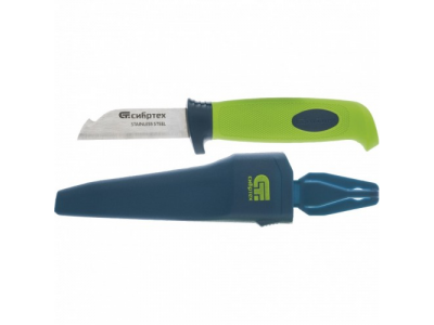 Нож монтажника с чехлом, обрезиненная рукоятка, 190 мм, лезвие 67 мм Сибртех