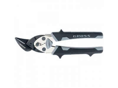 Ножницы по металлу"PIRANHA"МИНИ 185мм,прямой и левый рез,сталь-СrM,двухкомпонентные рукоятки//GROSS