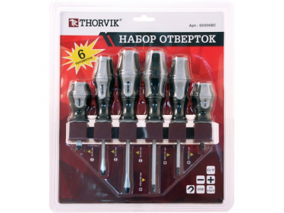SDS06BC Набор отверток стержневых на пластиковом держателе, 6 предметов