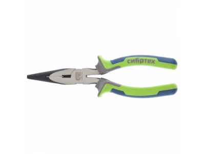 Длинногубцы прямые, 200 мм, фосфатирование, трехкомпонентные рукоятки СИБРТЕХ