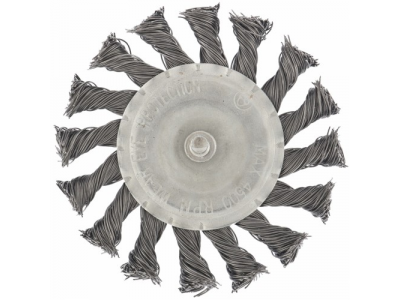 Щетка для дрели, 100 мм, плоская со шпилькой, крученая металлическая проволока // MATRIX