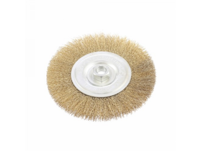 Щетка для УШМ, 150 мм, М14, плоская, латунированная витая проволока// MATRIX