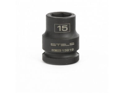 Головка ударная шестигранная, 15 мм, 1/2, CrMo Stels