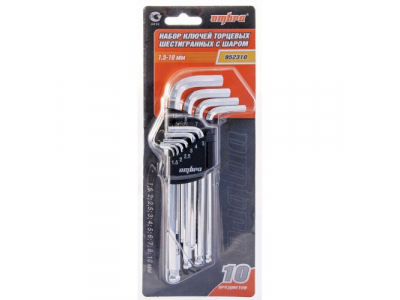 Комплект угловых шестигранников 1,5-10 мм, 10 предметов, Ombra 952310