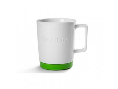 Фарфоровая кружка Skoda Mug with Green Silikone Pad, White/Green